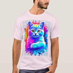 Colourful Cat Art T-Shirt