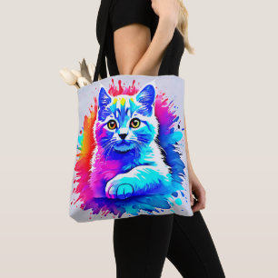 Colourful Cat Art Tote Bag