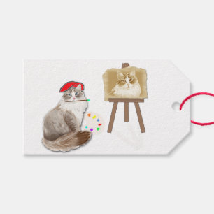 Colourful Cat Artist Personalized Gift Tag