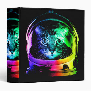 Colourful cat astronaut binder