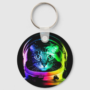 Colourful cat astronaut keychain