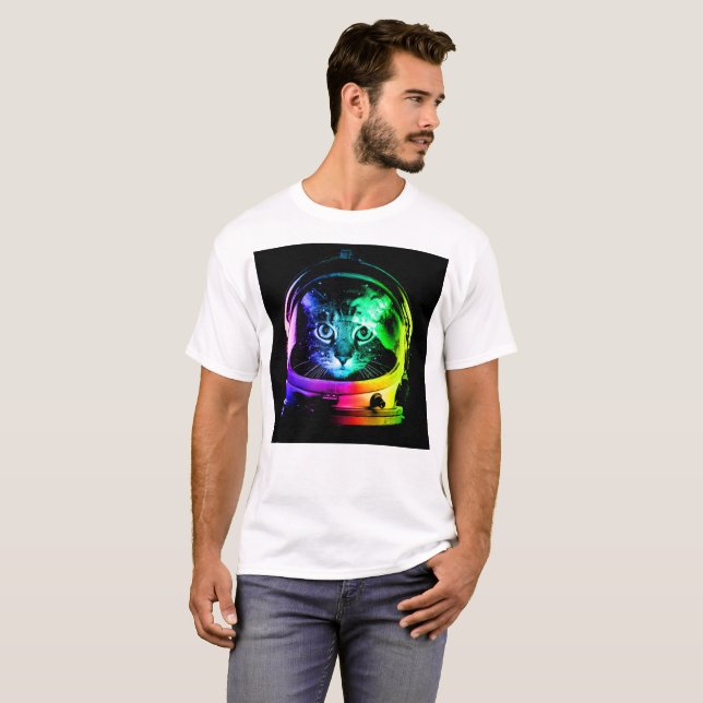 Colourful cat astronaut T-Shirt (Front Full)