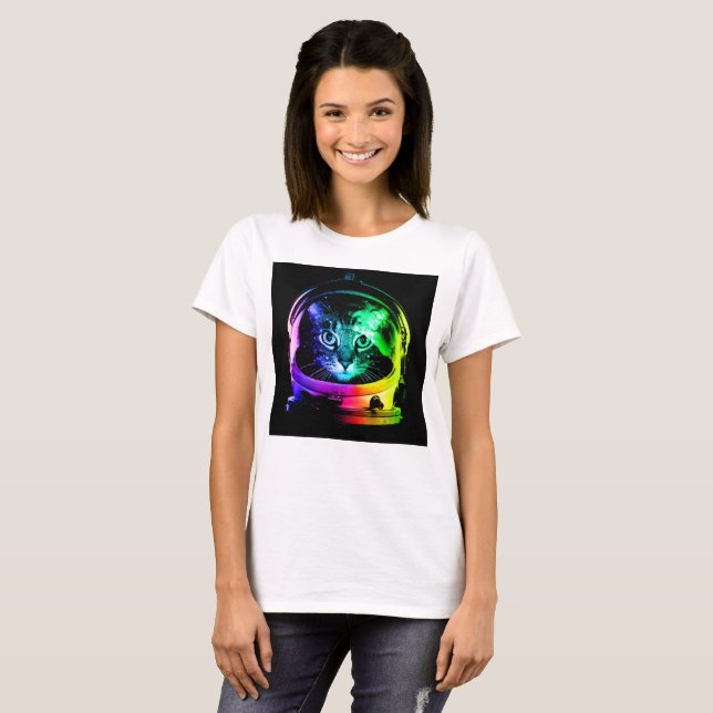 Colourful cat astronaut T-Shirt (Front Full)
