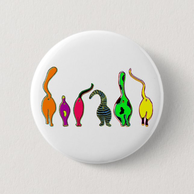 Colourful Cat Butts 2 Inch Round Button (Front)