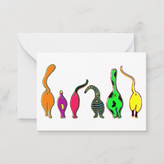 Colourful Cat Butts Card (Front)