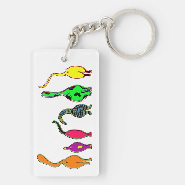 Colourful Cat Butts Keychain (Back)