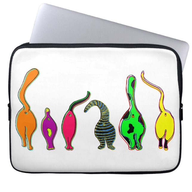 Colourful Cat Butts Laptop Sleeve (Front)