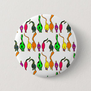 Colourful Cat Butts Pattern 2 Inch Round Button