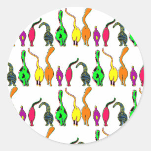 Colourful Cat Butts Pattern Classic Round Sticker