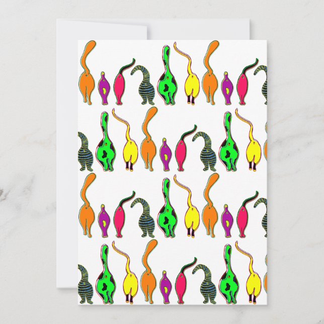 Colourful Cat Butts Pattern Invitation (Front)