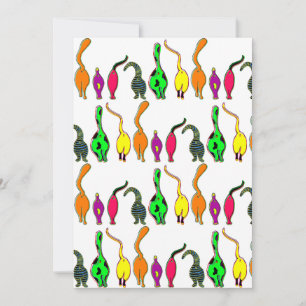 Colourful Cat Butts Pattern Invitation