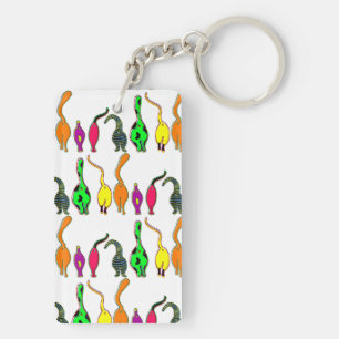 Colourful Cat Butts Pattern Keychain
