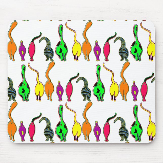 Colourful Cat Butts Pattern Mouse Pad (Front)