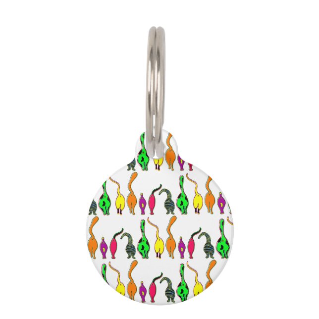 Colourful Cat Butts Pattern Pet Tag (Front)