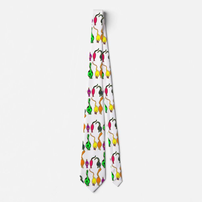 Colourful Cat Butts Pattern Tie (Front)