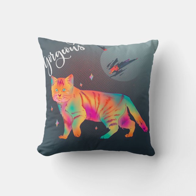 Colourful Cat clipart Throw Pillow (Front)
