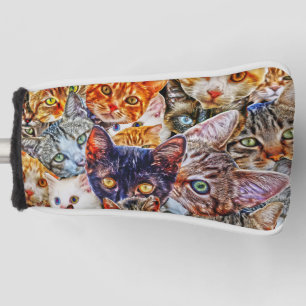 Colourful Cat Collage Golf Head Cover