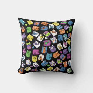 Colourful Cat Collage Throw Pillow
