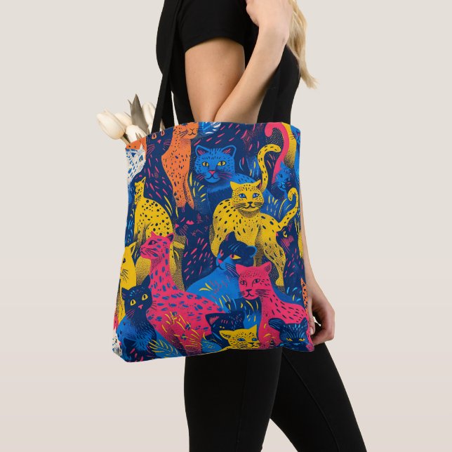 Colourful Cat Collage Tote Bag (Close Up)