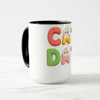 Colourful Cat Day Typography With Cat Letters Mug