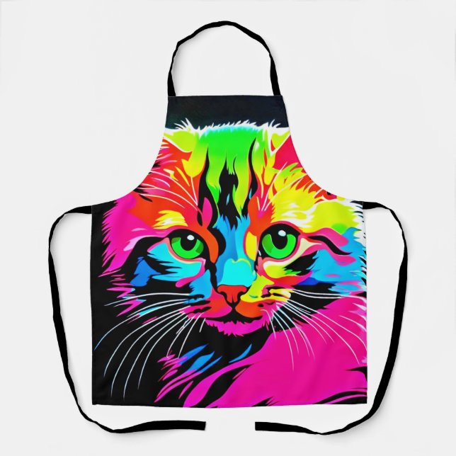 Colourful Cat Design Apron (Front)