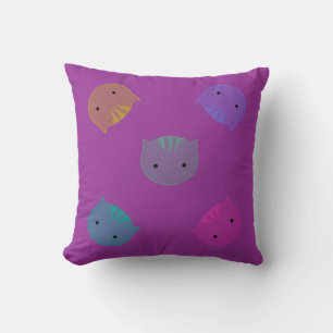 colourful Cat Faces Kids Throw Pillow