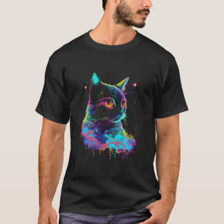 Colourful Cat Kitty Adoption Psychedelic art T-Shirt