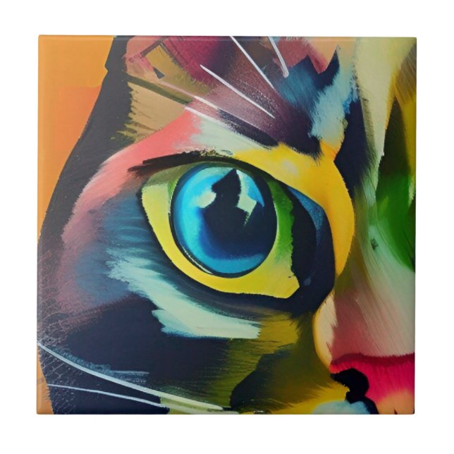 Colourful cat kitty voices tile (Front)