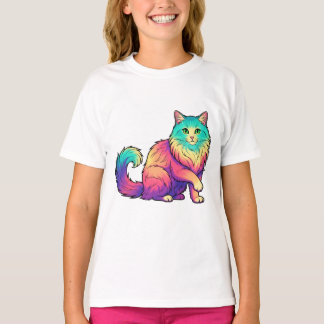 Colourful cat Long Hair cat Lover T-Shirt