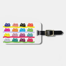 Colourful Cat Luggage Tag Cute Kawaii Travel
