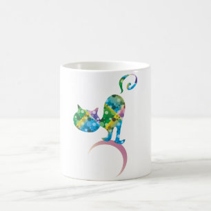 Colourful Cat On Crescent Moon Coffee Mug