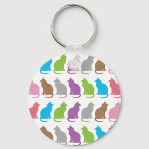 Colourful cat pattern keychain