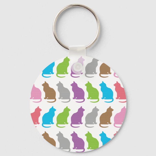 Colourful cat pattern keychain (Front)