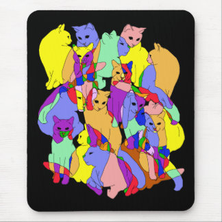 Colourful Cat Pattern Mouse Pad