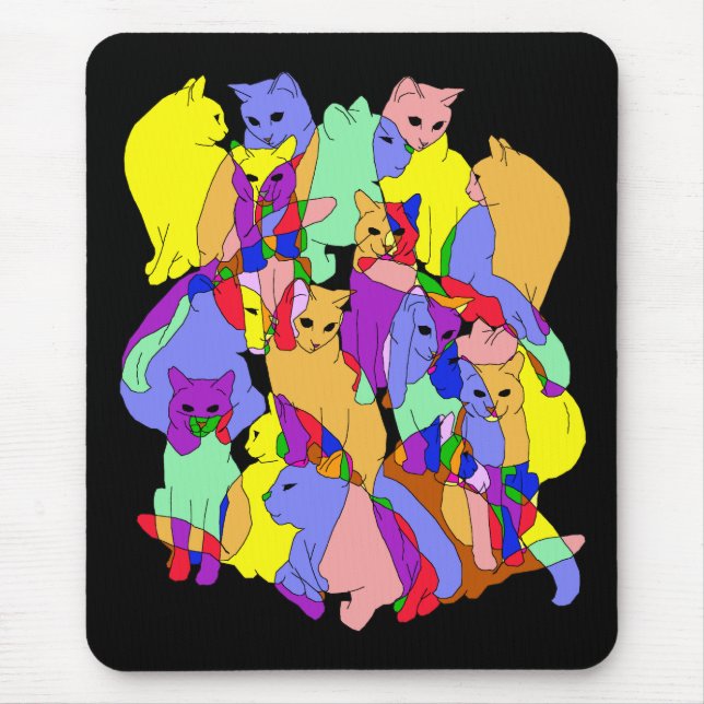 Colourful Cat Pattern Mouse Pad (Front)
