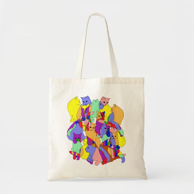 Colourful Cat Pattern Tote Bag (Front)