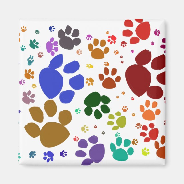 colourful cat paws magnet (Front)