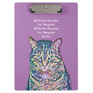Colourful Cat Personalized Text  Clipboard