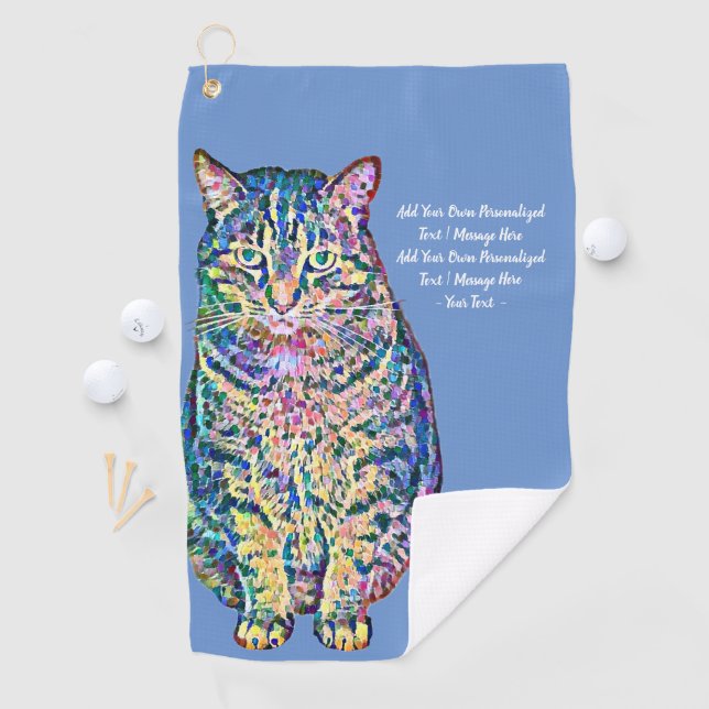 Colourful Cat Personalized Text Golf Towel (InSitu)