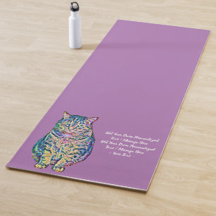 Colourful Cat Personalized Text Yoga Mat