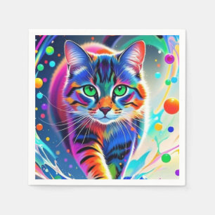 Colourful cat, splash, painting, colouring grading napkin