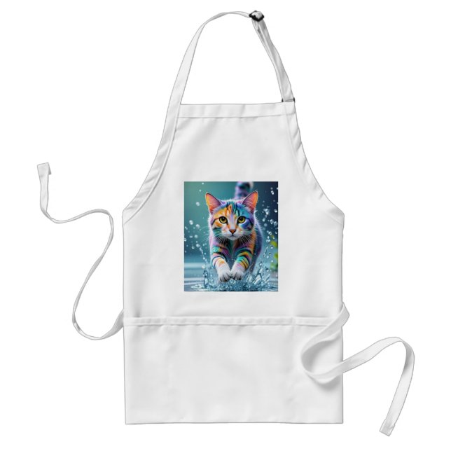Colourful cat, splash, painting, colouring grading standard apron (Front)