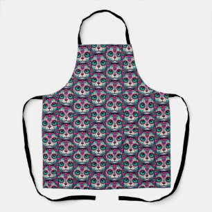 Colourful Cat Sugar Skull Apron