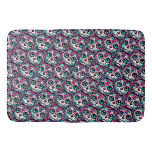Colourful Cat Sugar Skull Bath Mat