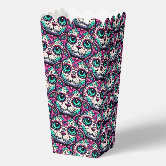 Colourful Cat Sugar Skull Favor Box (Back)