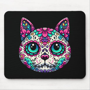 Colourful Cat Sugar Skull Mouse Pad