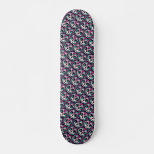 Colourful Cat Sugar Skull Skateboard