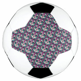Colourful Cat Sugar Skull Soccer Ball