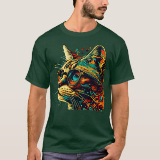 Colourful Cat Thinking Cat Kitten Lover T-Shirt