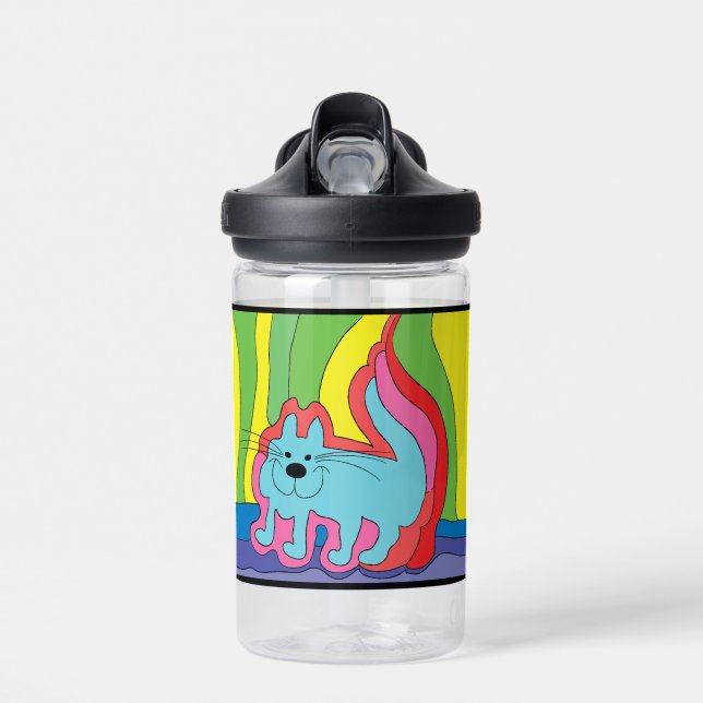Colourful Cat Water Bottle (Front)